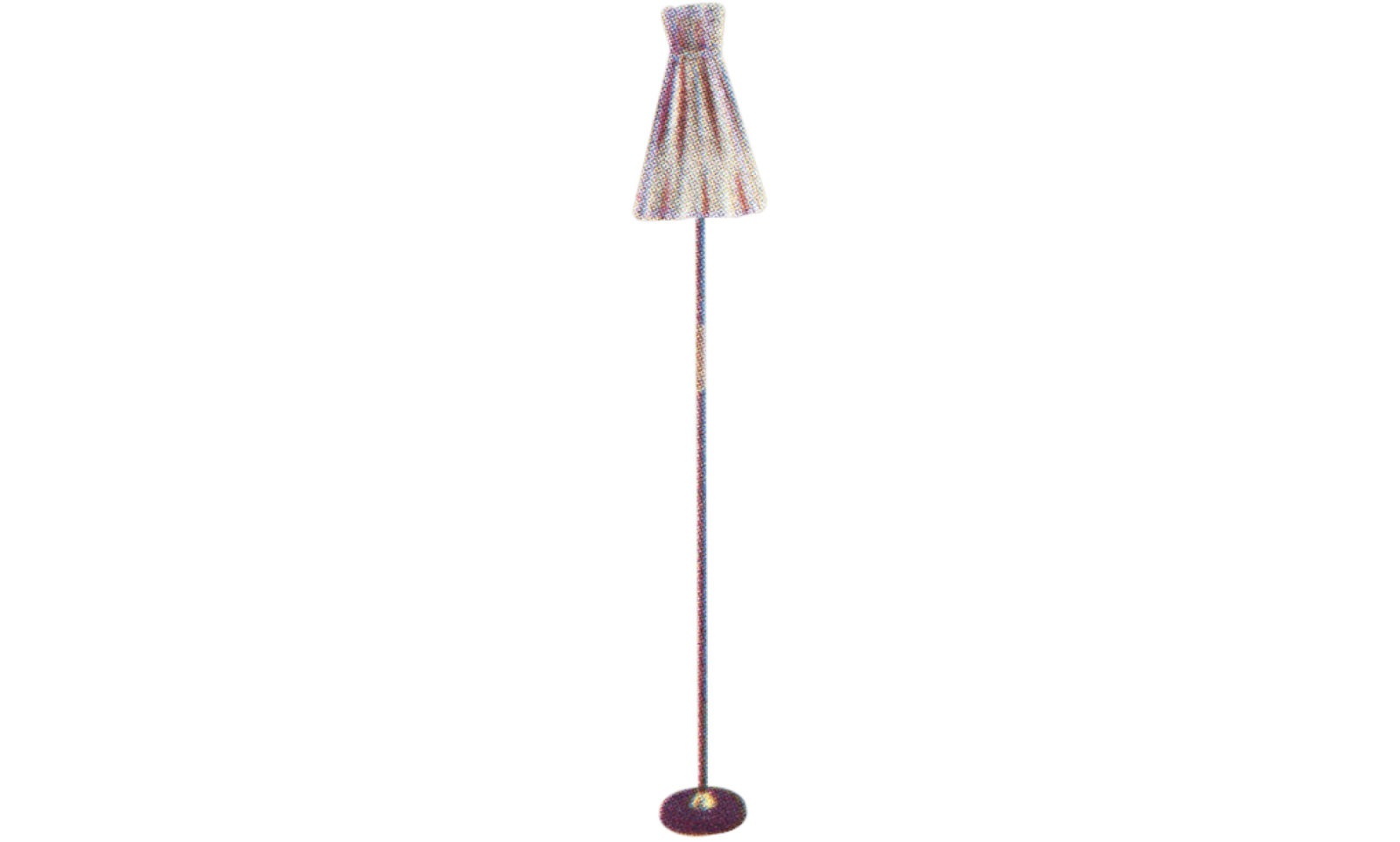 Floor lamp with fabric shade in 1950s pattern, IKEA KLOCKETT.