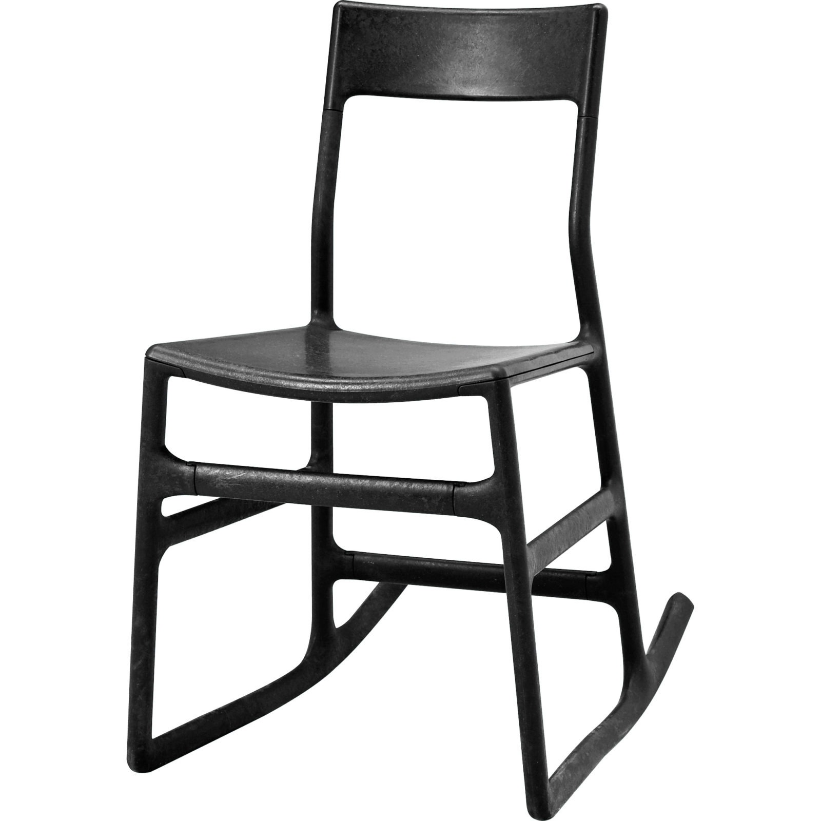 Simple black chair with rocking legs so one can lean back, IKEA PS ELLAN.