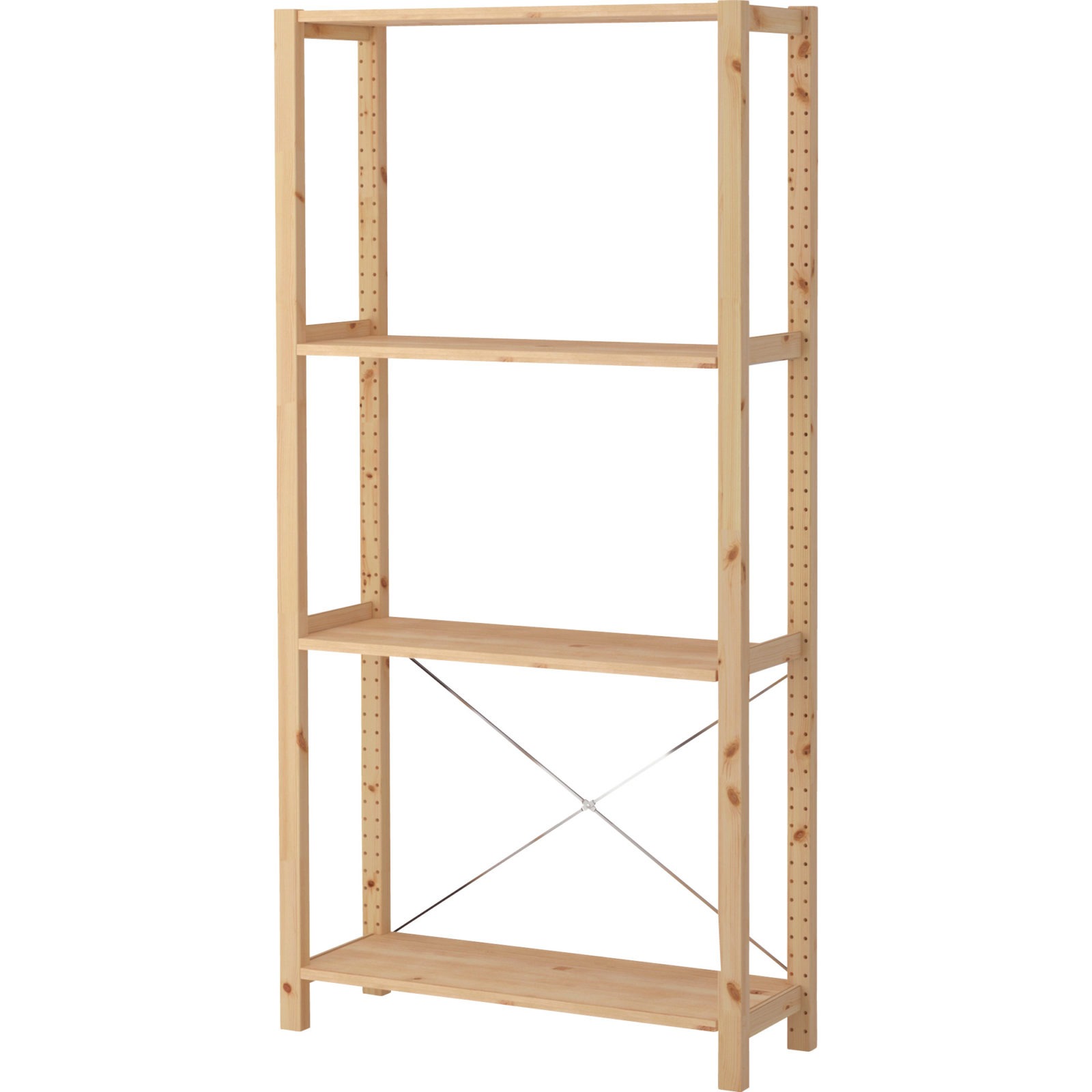 Simple rustic wooden storage shelf, IVAR.