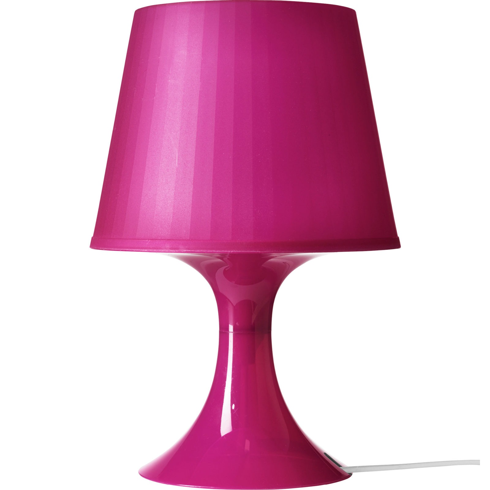 Bright pink plastic table lamp with white cord, LAMPAN.