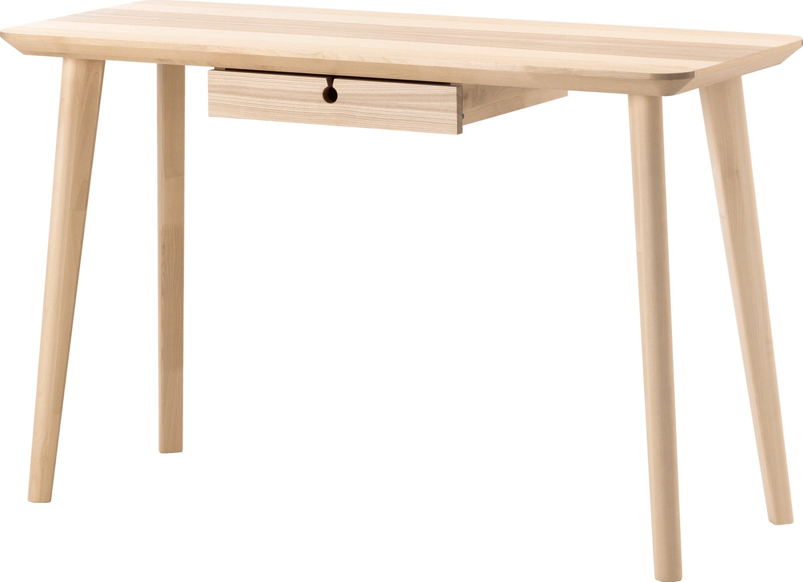 Clean-lined desk with one drawer, birch legs and a solid ash-veneered beech top, LISABO.