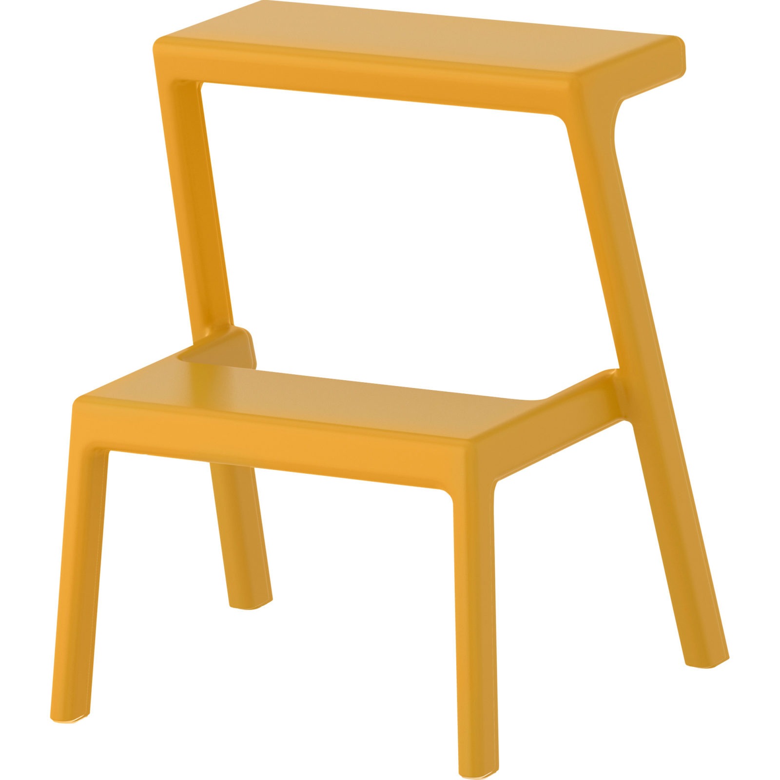 Yellow plastic step stool designed in a single piece, MÄSTERBY.