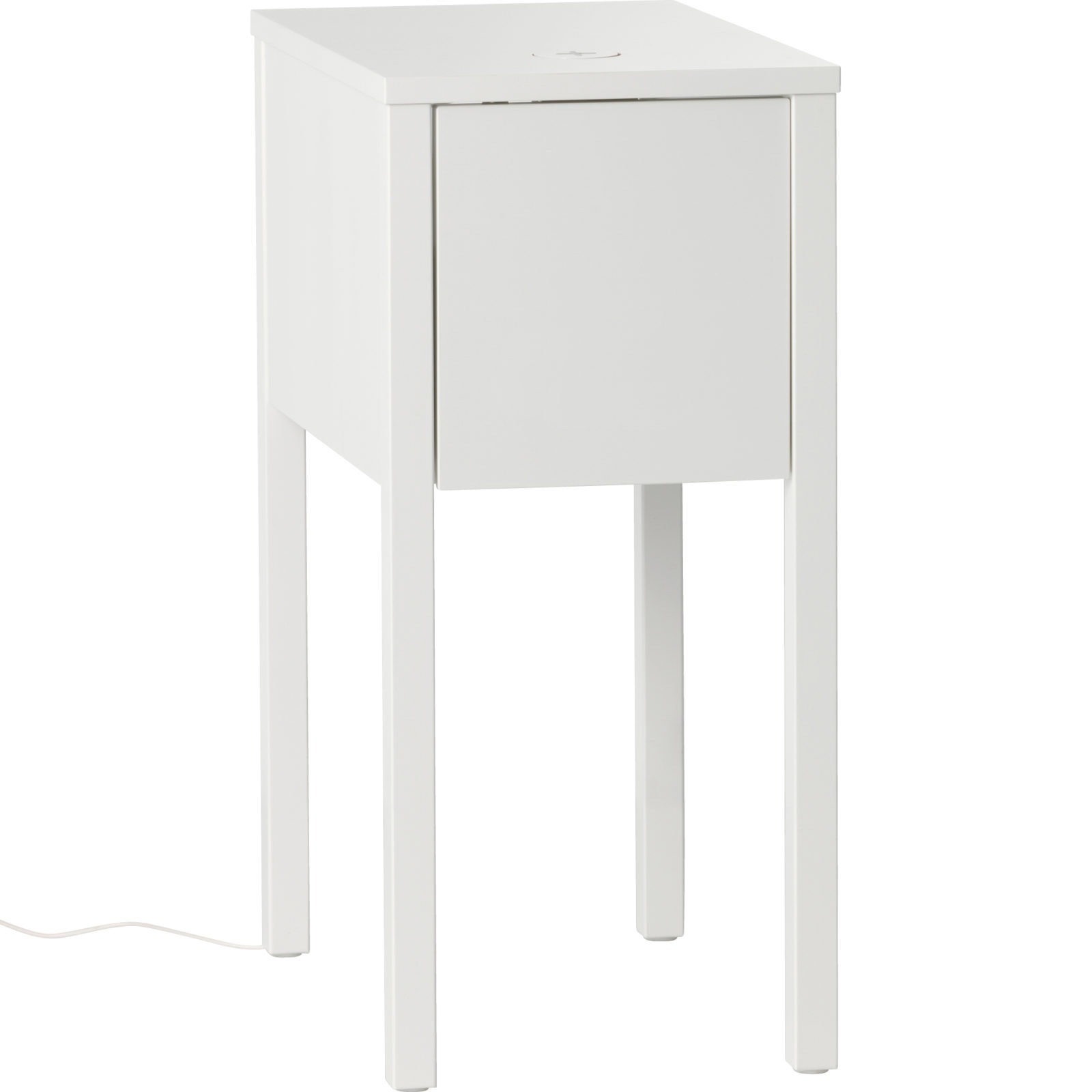 Simple bedside table made of white wood, NORDLI.