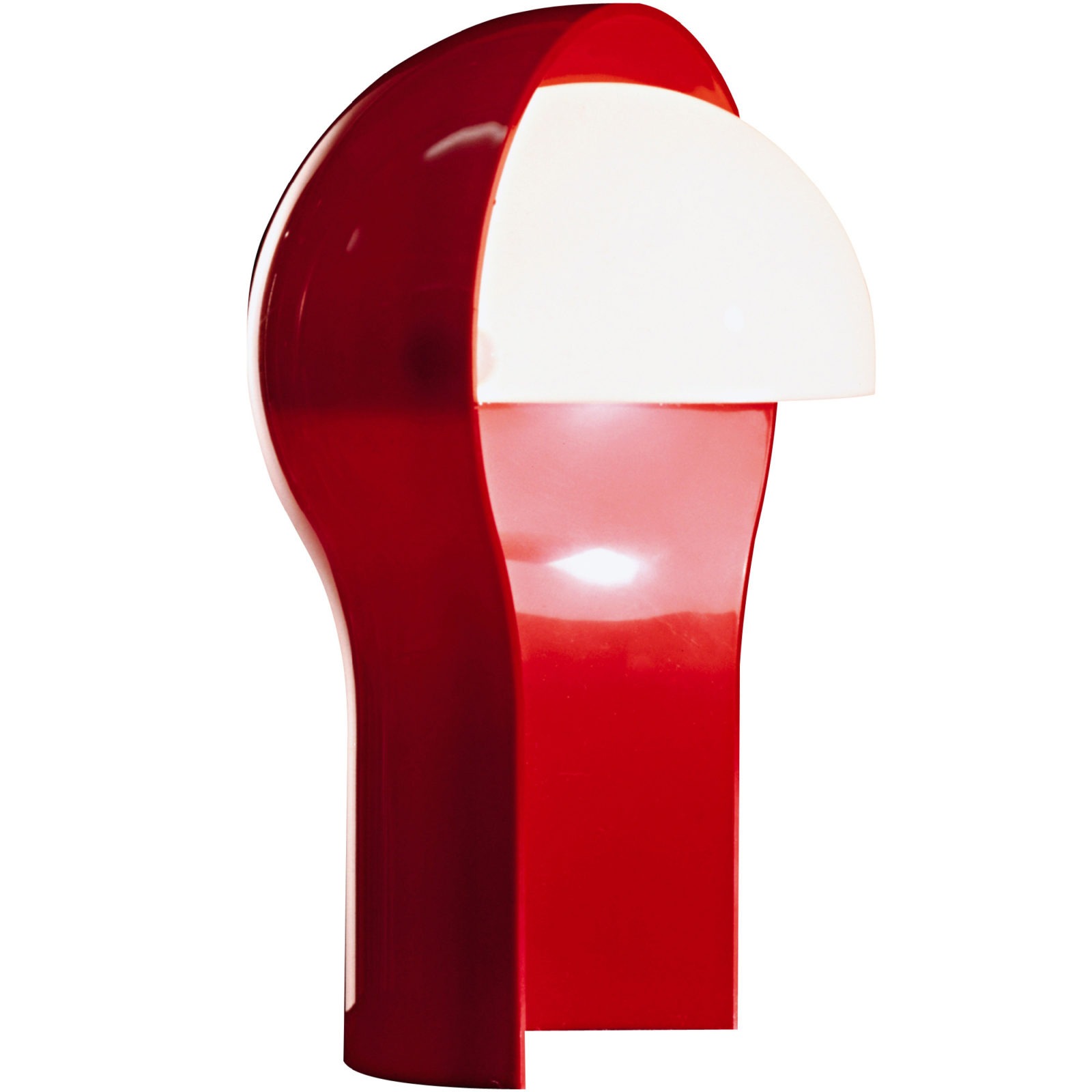 Röd lampa i plast med vit vridbar skärm, TELEGONO.