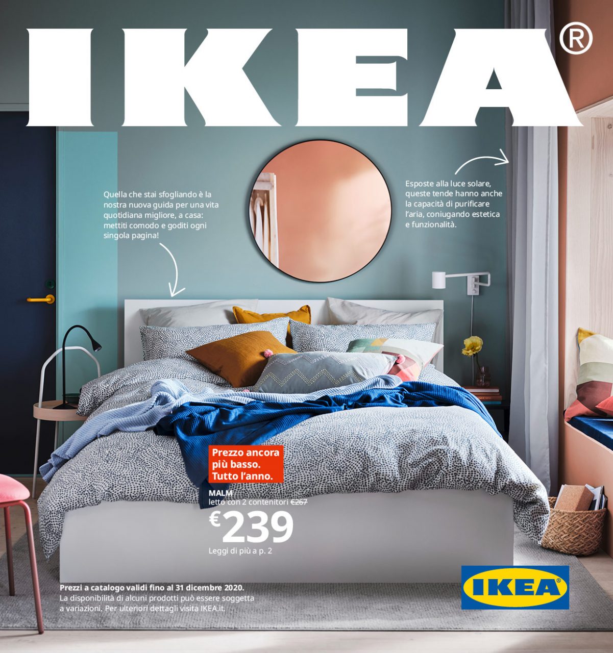 IKEA catalogue cover 2021 with image of bedroom and IKEA logo.