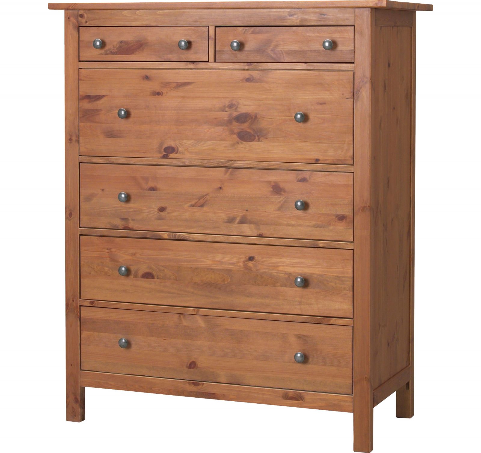 Rustic antique-stained chest of drawers in a rural style, HEMNES.