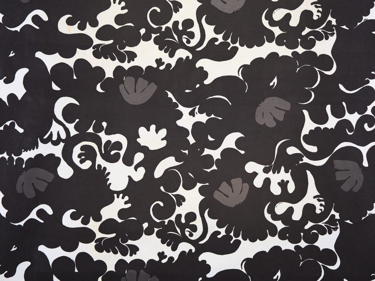 Floral pattern in black, white and grey, MYRTEN.
