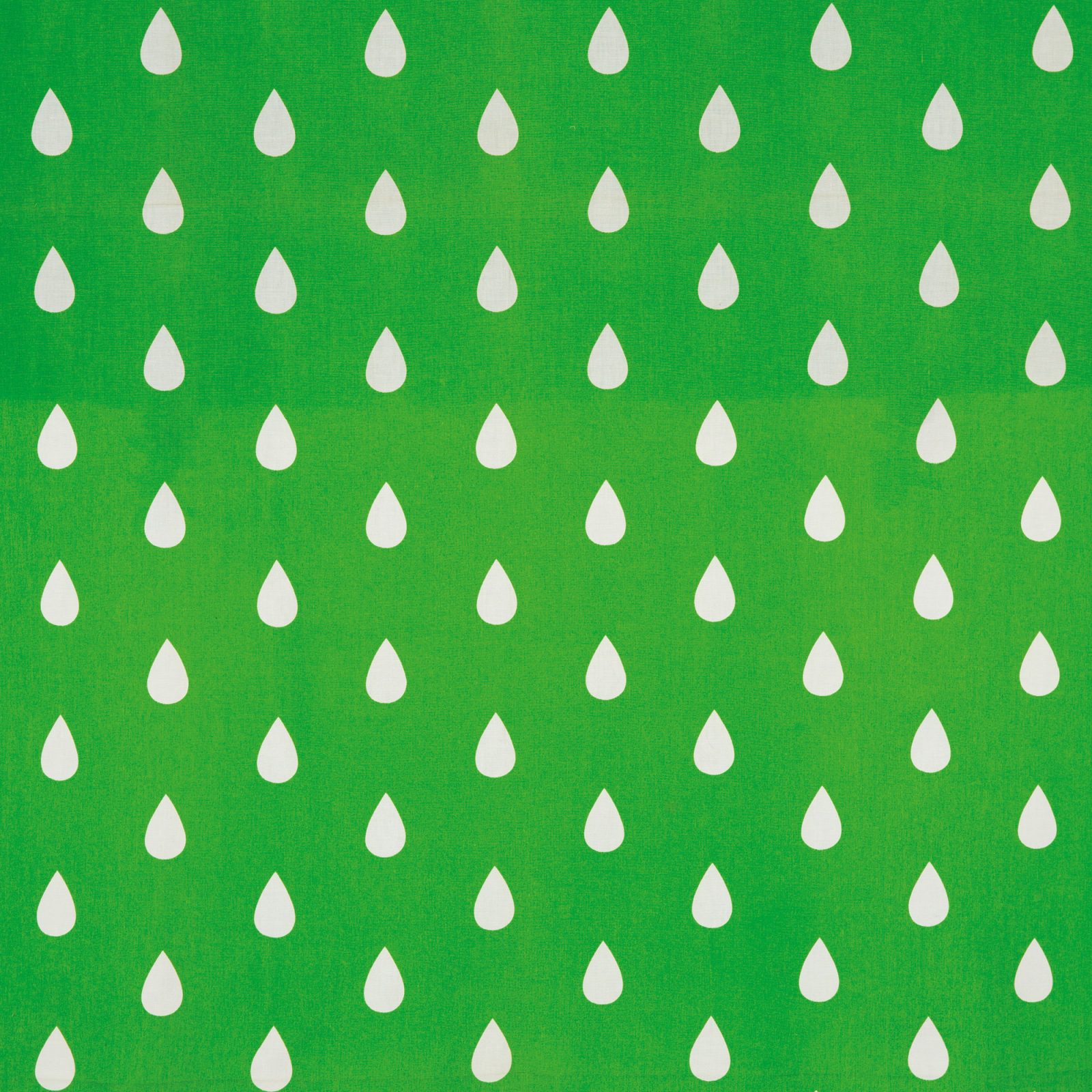 Droppmönster tryckt på textil i grönt och vitt, SOLREGN.