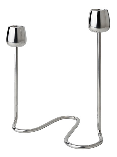 Silver coloured candlestick with an organic shape, SILVERPÄRON.